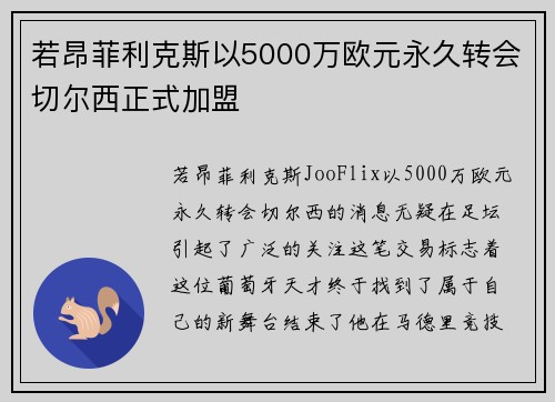 若昂菲利克斯以5000万欧元永久转会切尔西正式加盟 若昂菲利克斯以5000万欧元永久转会切尔西正式加盟